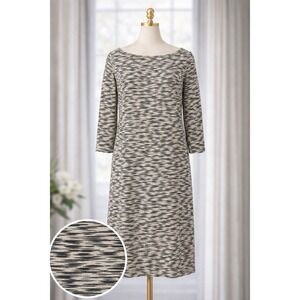 Jude Connally Megan Dress Black Beige Animal Print Boat Neck Stretch Size L